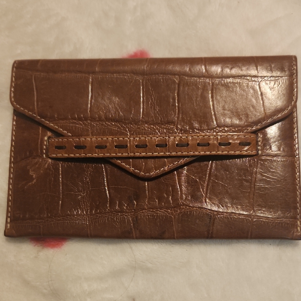 Brighton Brown Crocodile Embossed Clutch